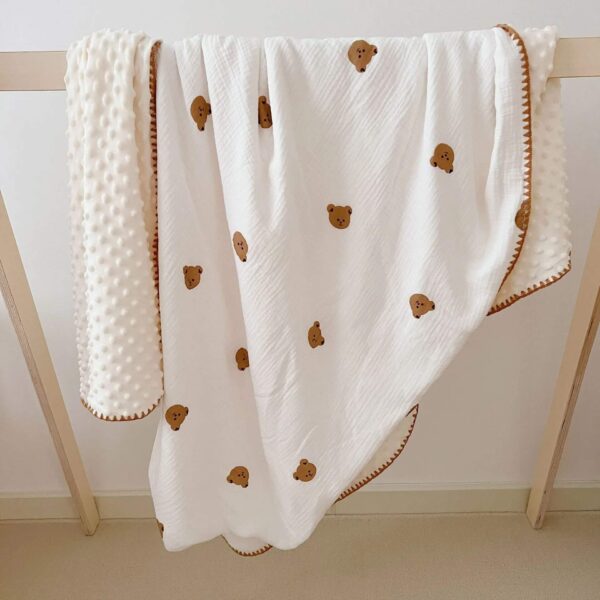 Baby Minky Blanket for Unisex Boys Girls Bear Bunny Star Moon Mus-2