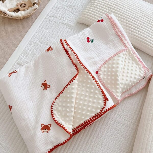 Baby Minky Blanket for Unisex Boys Girls Bear Bunny Star Moon Mus-3