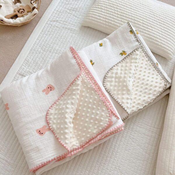 Baby Minky Blanket for Unisex Boys Girls Bear Bunny Star Moon Mus-4