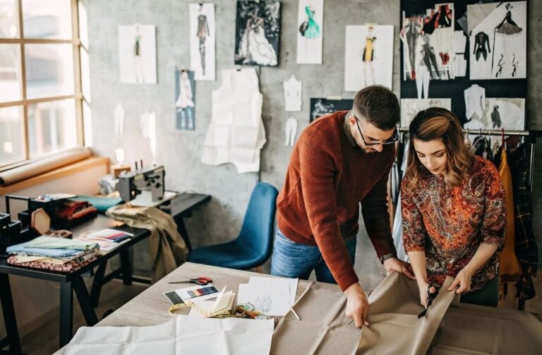 Custom fabric printing with colorful designs on different fabrics