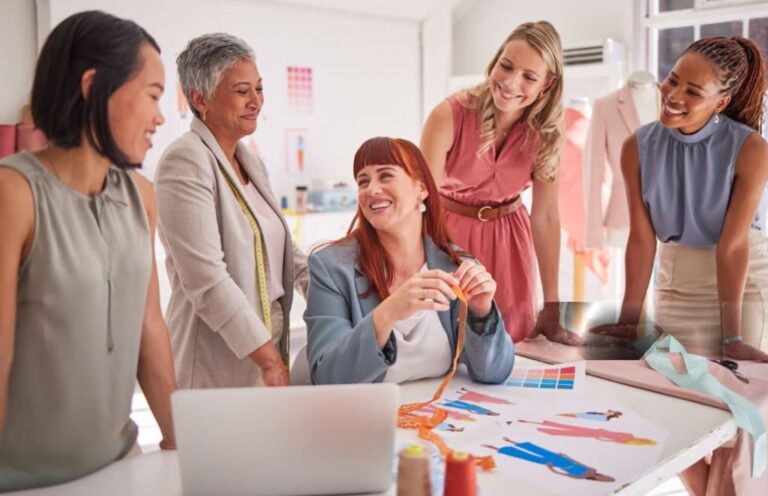 Fashion designer creating custom fabric printing designs