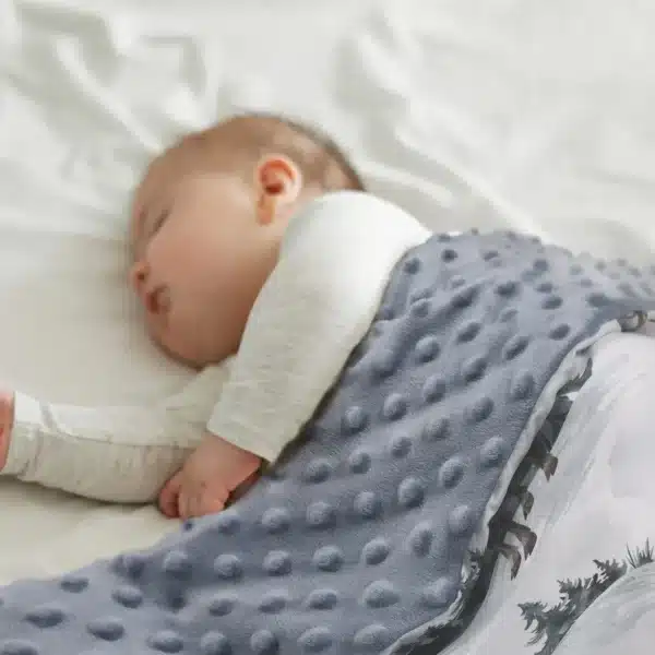 R016 Baby Blanket for Boys Girls Soft Plush Minky Blanket with Double Layer Dotted Backing