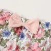 G025 Toddler Girl’s 2 Piece Outfit – Floral Print Graphic Short Sleeve Tee and Flare Pants Set