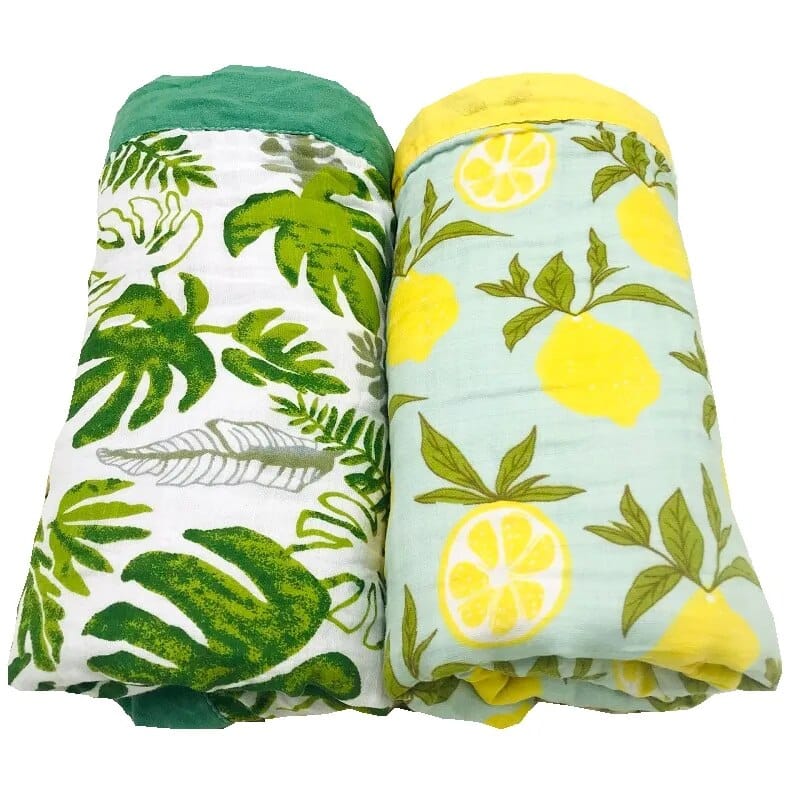 Close up of muslin cotton baby swaddle fabric texture