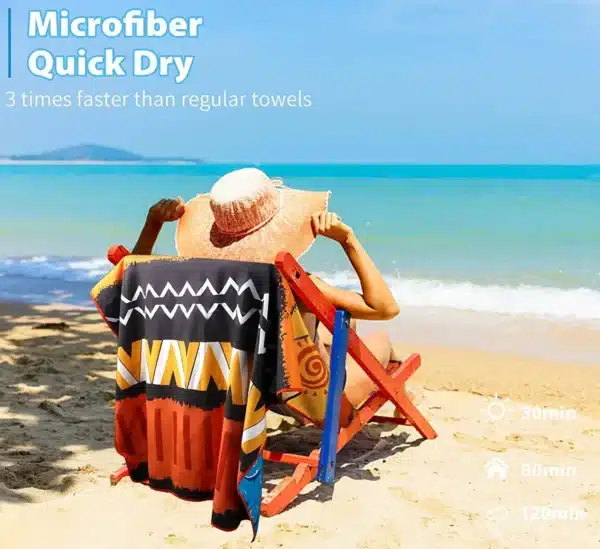 R019 RPET Microfiber Oversized Lightweight Beach Towel – 71" x 32" XL Extra Large