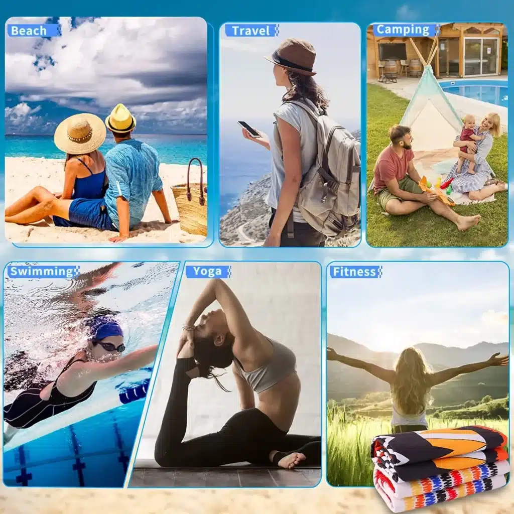 Oversized microfiber beach towel 71x32 inches for beach and travel