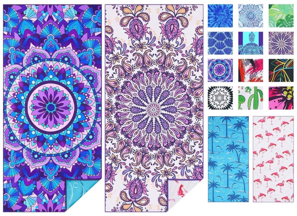 Custom printed RPET beach towel with personalized design and logo