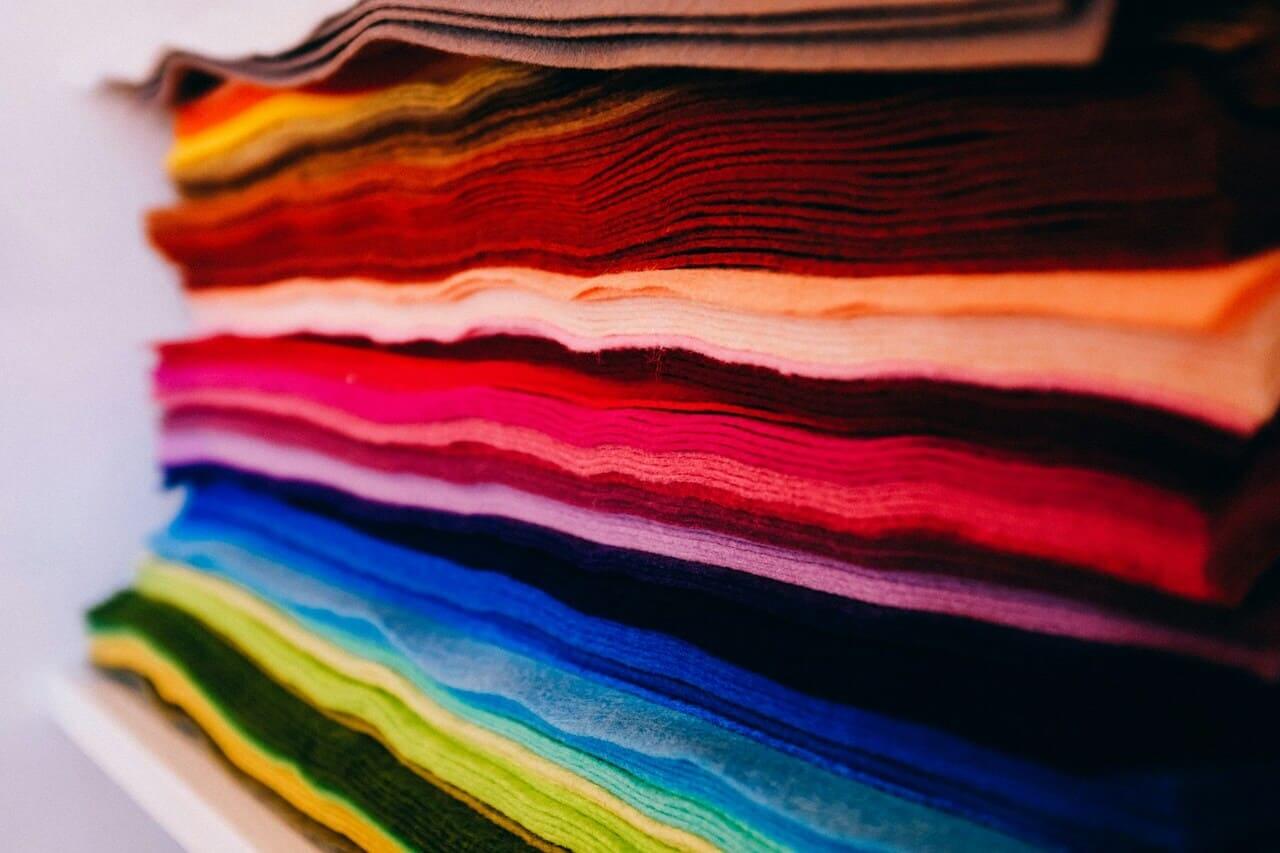 Reactive printing on cotton fabric swatch — vibrant colors
