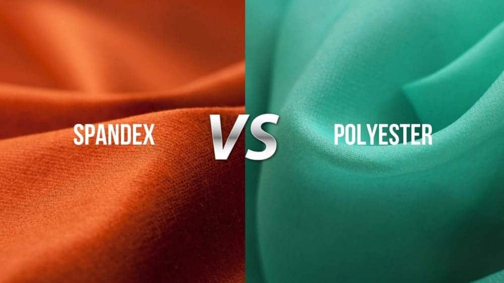 Polyester vs spandex comparison chart showing stretch durability and print quality