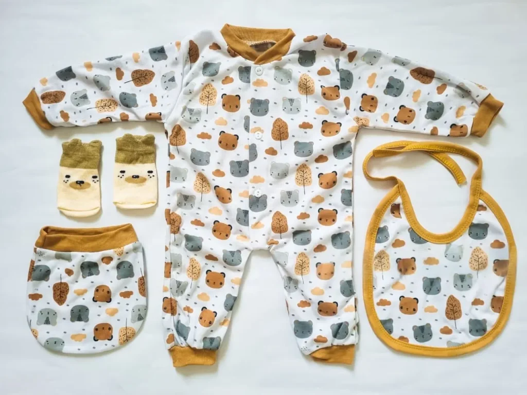 Apparel made from cotton interlock fabric including babywear and t-shirts