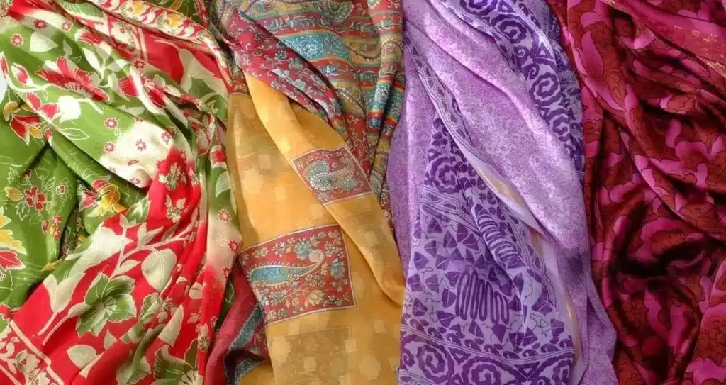 Close-up view of poly organza fabric texture and transparent weave