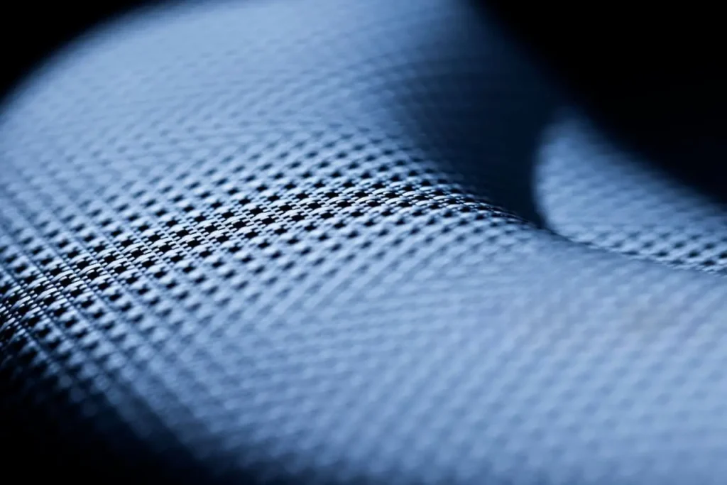 Polyester and spandex fabric composition illustrating blended fiber structure