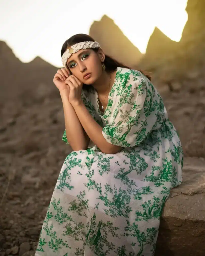 Elegant printed chiffon dress perfect for evening wear with vibrant floral prints