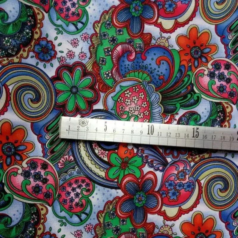 Custom printed non-stretch boardshort fabric with vibrant design