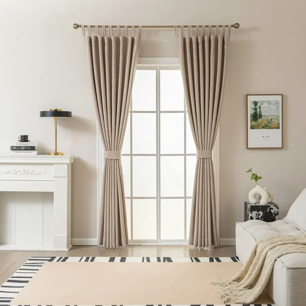 Luxury cotton satin curtains adding elegance to the living room