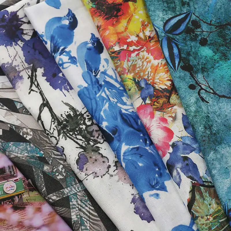 Custom printed Linen Cotton fabric in floral design, perfect for fashion and home décor