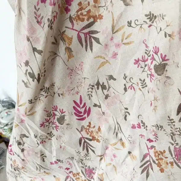 Custom printed Linen Woven Fabric for apparel with vibrant design