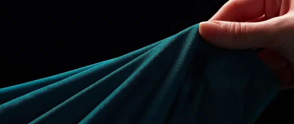 Lycra fabric showing its stretchability, expanding multiple times its original size