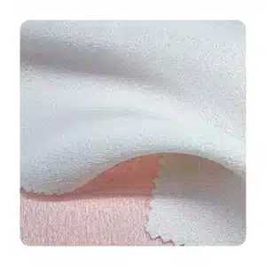 Fabric swatches of Viscose Rayon Fuli Crepe showing different colors and designs