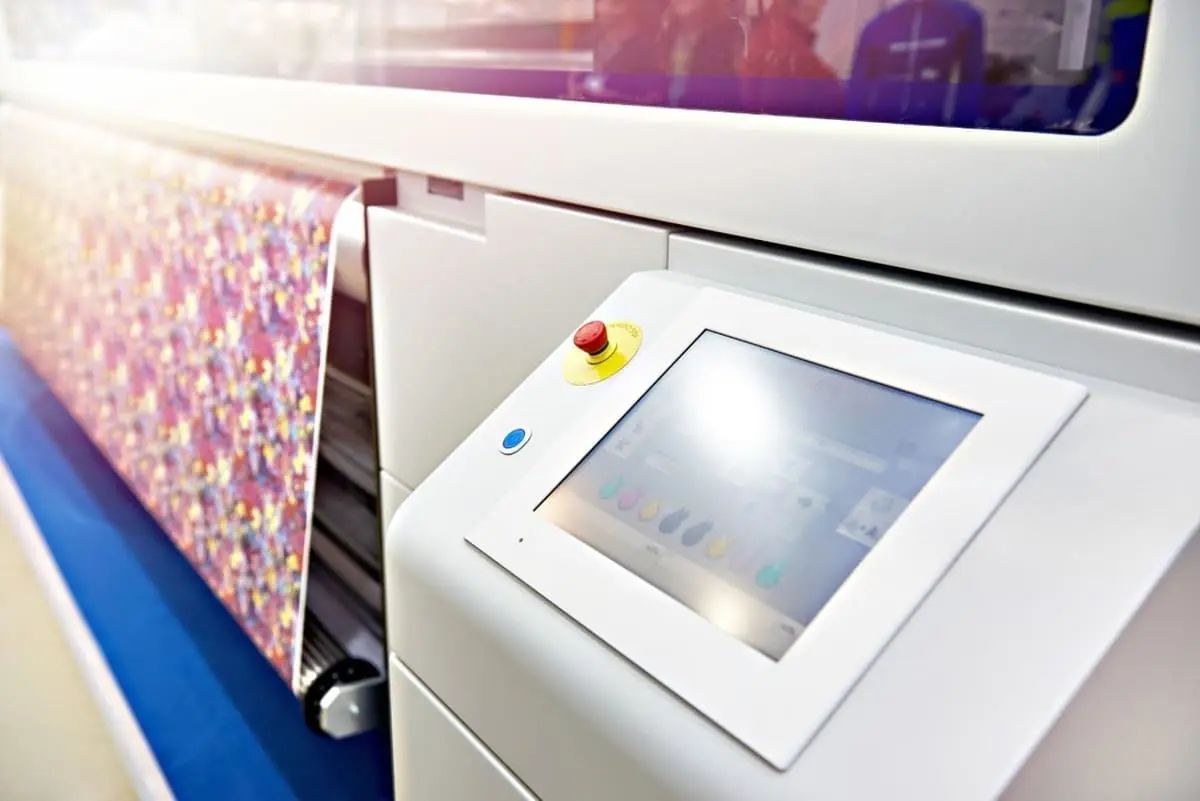 Digital printing on fabric process showing step-by-step workflow