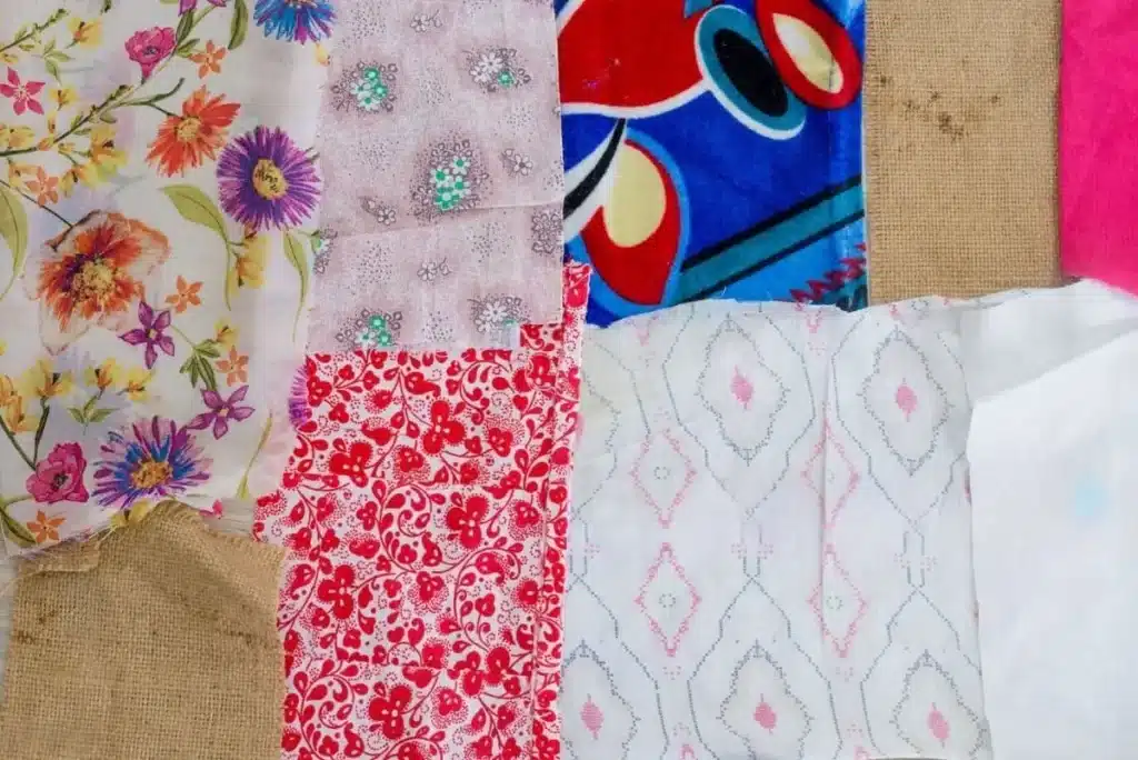 Stack of sustainable printed fabrics