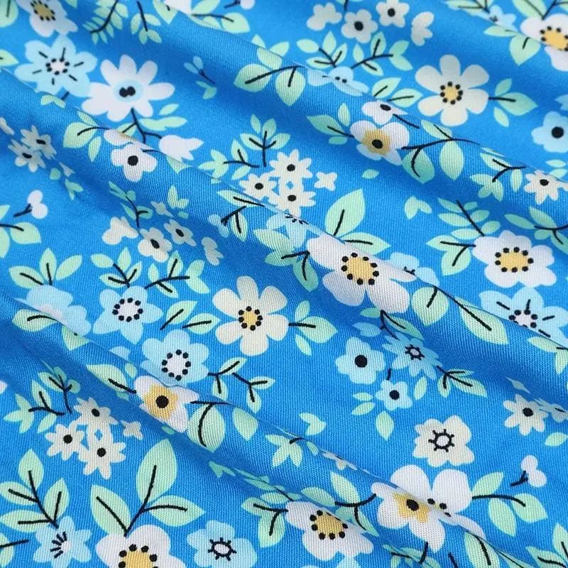 Floral digital print on rayon satin fabric