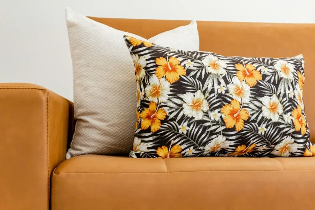 Printed Minky cushion with floral design