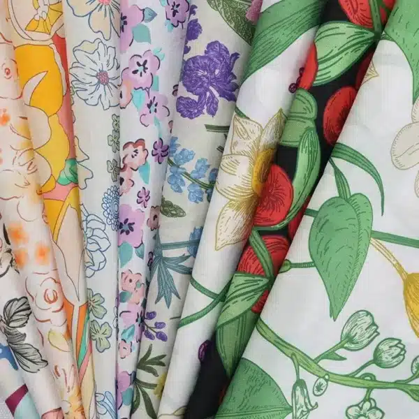 Custom printed floral cotton voile fabric
