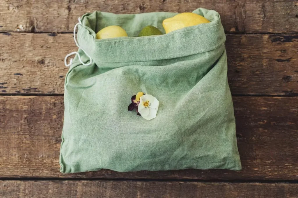 Handmade tote bags made from linen canvas fabric