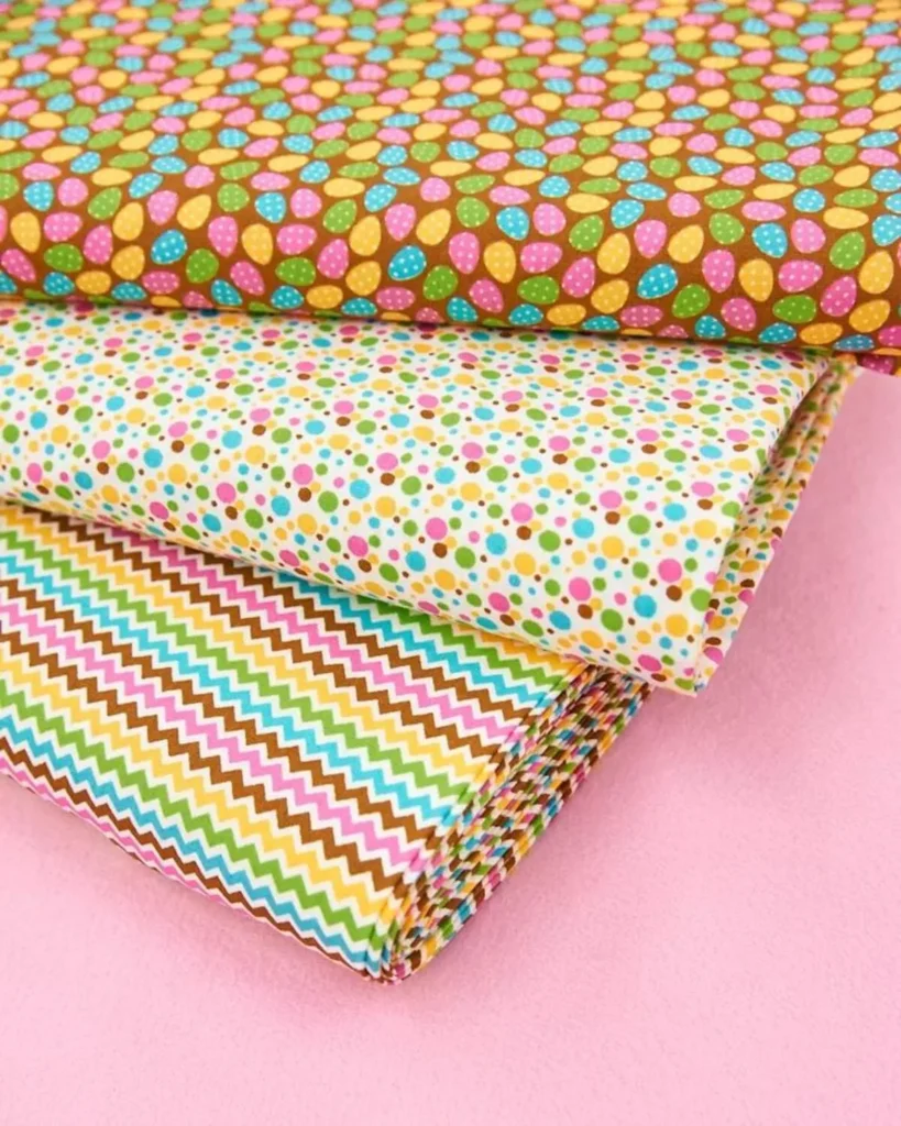 Printed cotton fabric showing digital and screen printing techniques