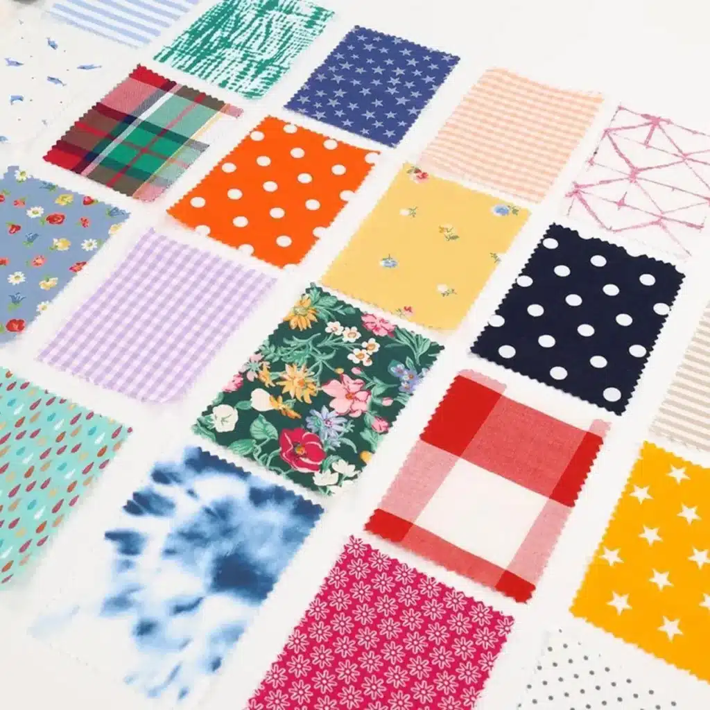 Custom printed fabric with floral and geometric patterns for textile design