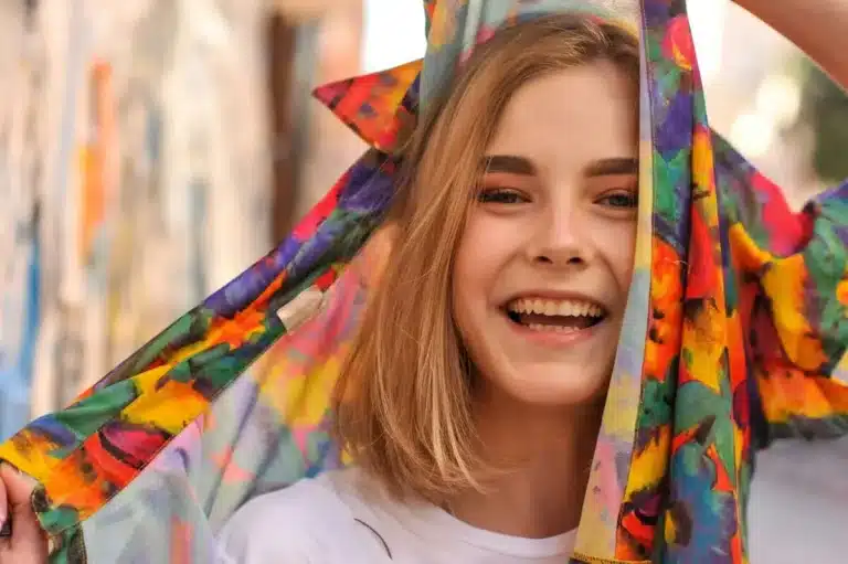 Custom printed scarf designs with colorful textile patterns