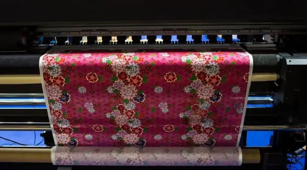 Digital fabric printing machine for custom textile production at JCWTextile