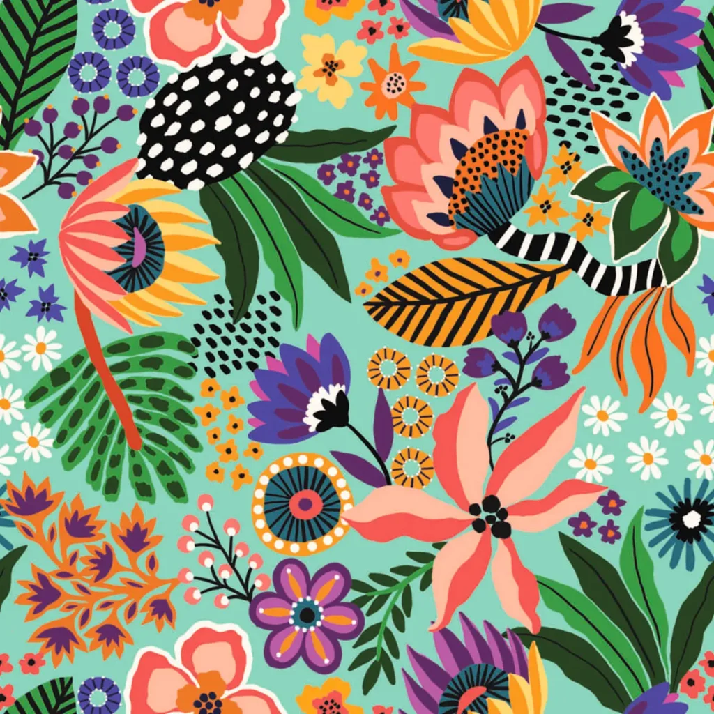 Seamless pattern design created for fabric printing with repeat textile layout