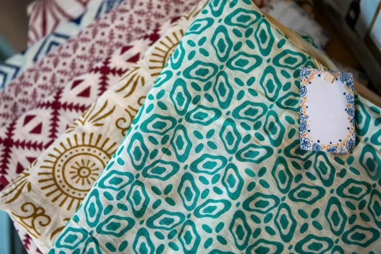 Custom printed cotton fabric with colorful textile patterns for fashion and home products