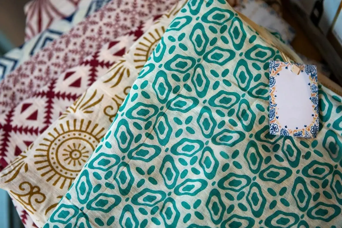 Custom printed cotton fabric with colorful textile patterns for fashion and home products