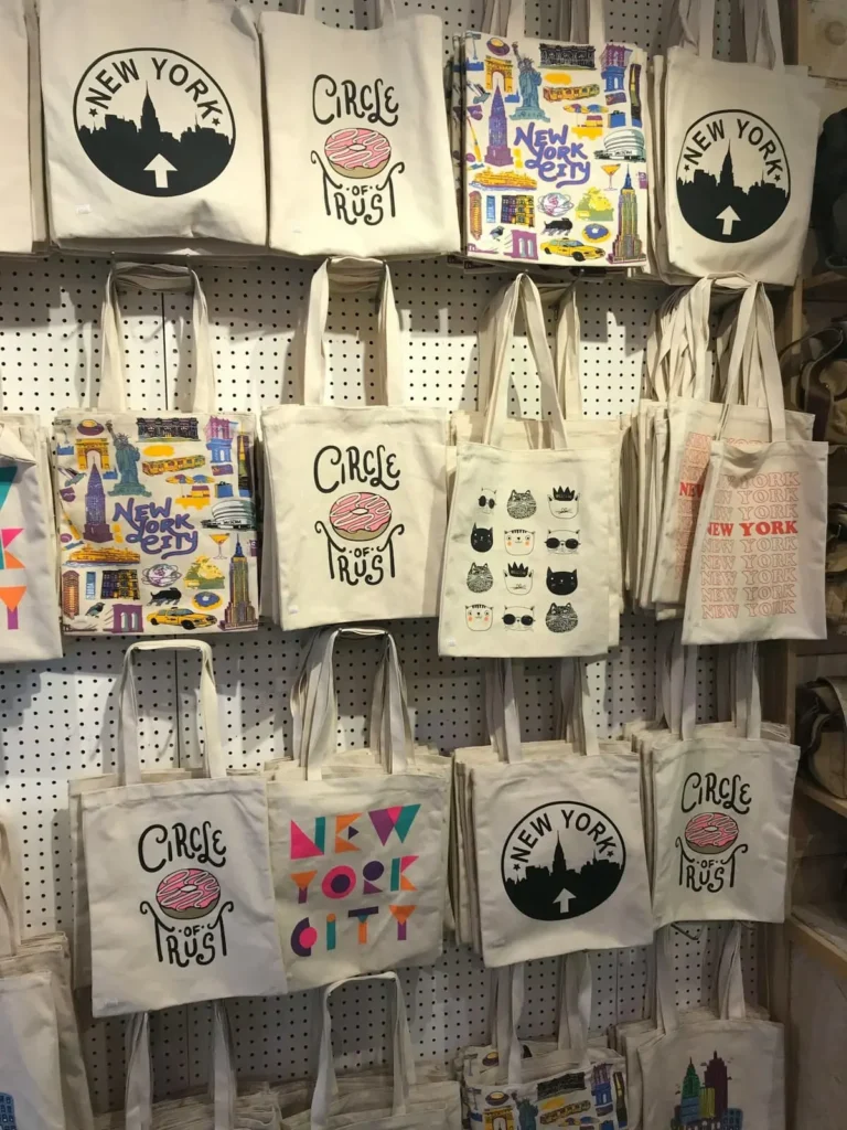 Custom printed tote bag fabric with unique patterns for lifestyle brands