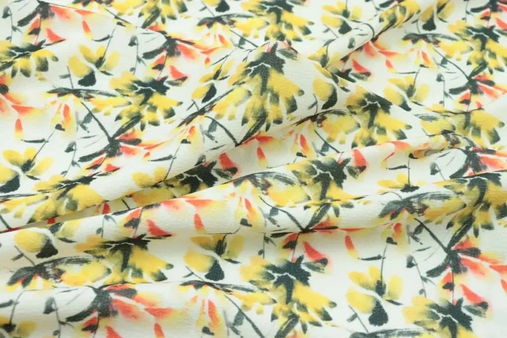 Detailed botanical pattern on lightweight printed cotton lawn fabric