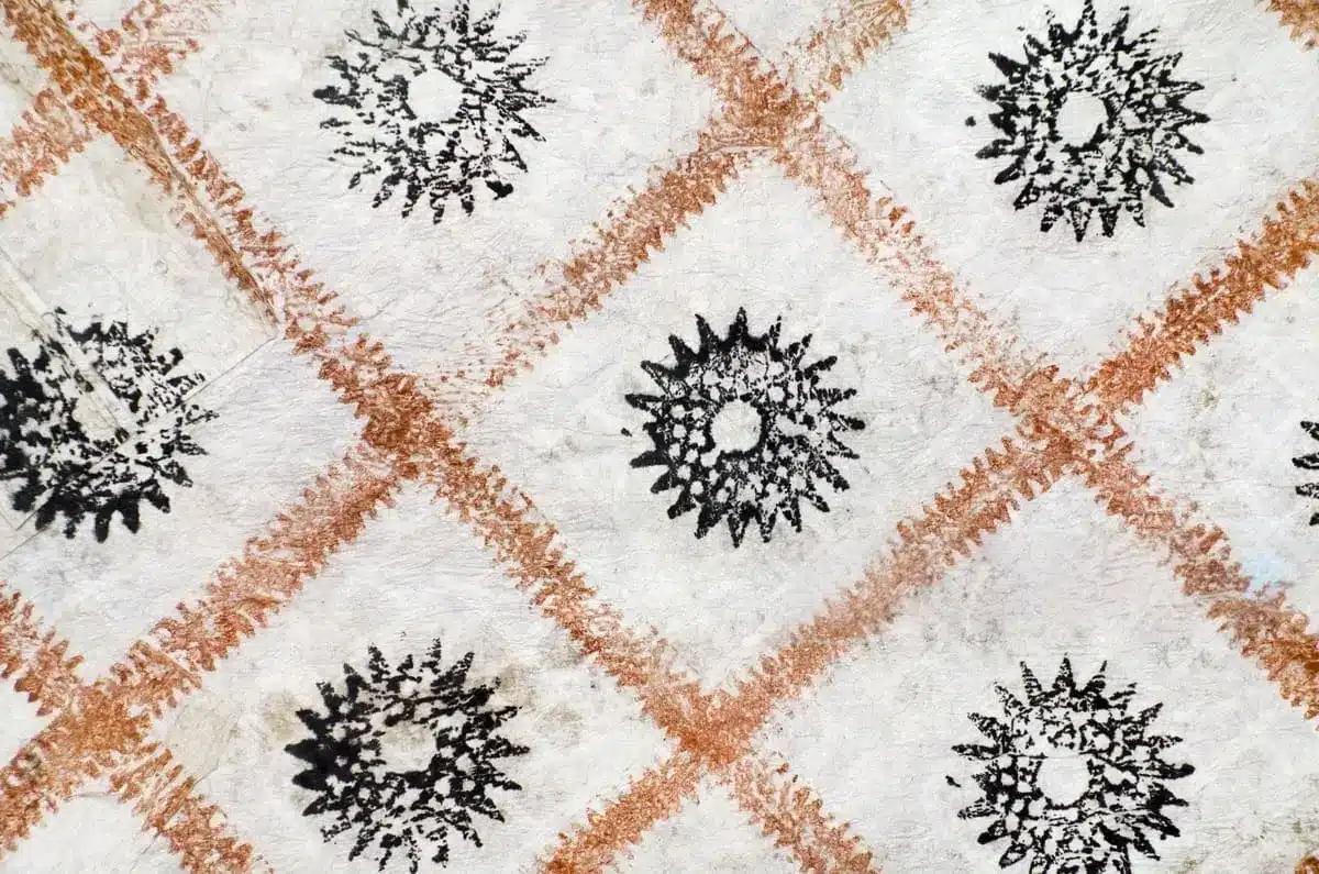 Custom geometric printed fabric with modern patterns for fashion and home decor textiles