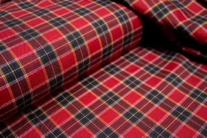 Custom plaid fabric printing featuring colorful plaid and checkered textile patterns