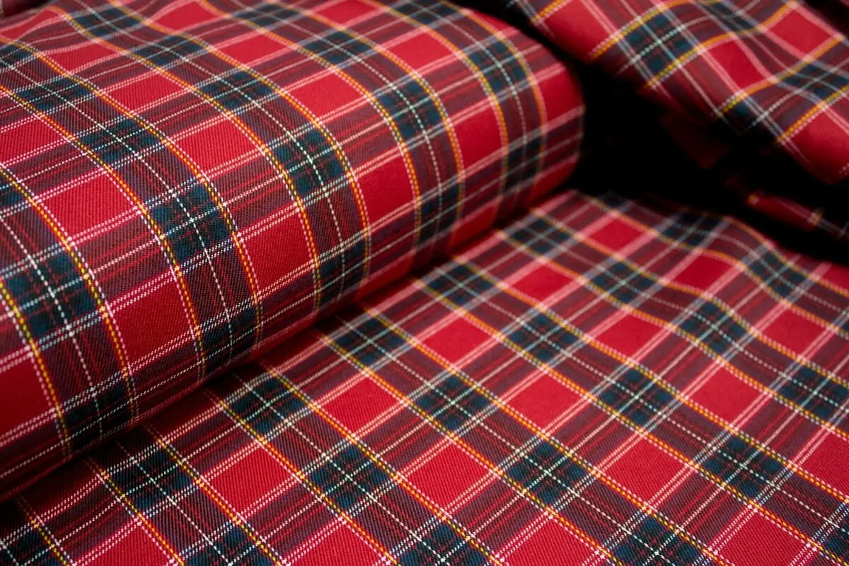 Custom plaid fabric printing featuring colorful plaid and checkered textile patterns