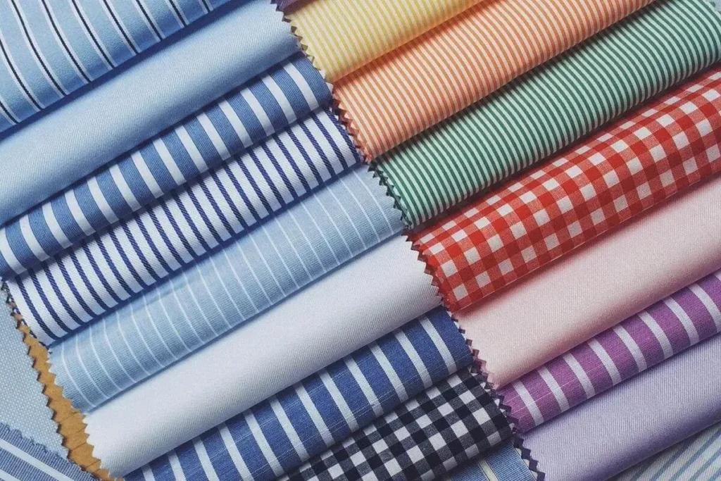 Types of striped fabric patterns including horizontal vertical diagonal pinstripe and multicolor designs